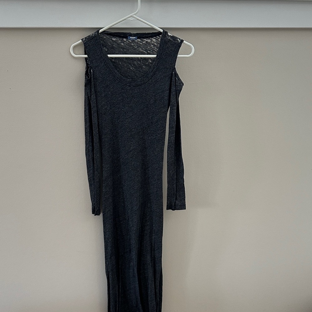 Monrow cut out long sleeve maxi dress grey Cold Shoulder